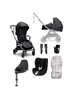 Airo 7 Piece Black Essentials Bundle with Black Sirona Car Seat- Black with Rose Gold Frame
